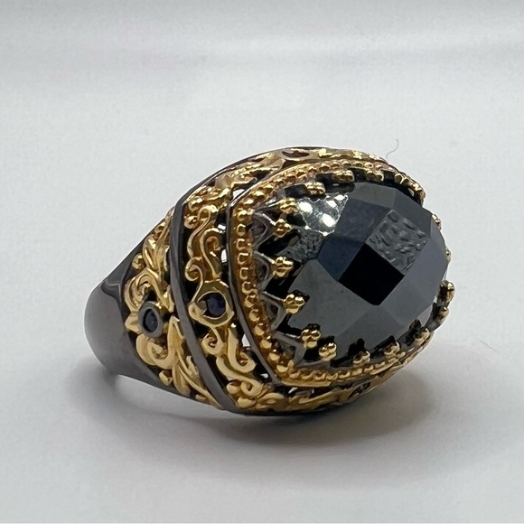 Michael Valitutti Gems en Vogue Hematite Intaglio Vermeil  Gems En Vogue Michael Valitutti Hematite Ring 925 Sterling Silver Size 7.5